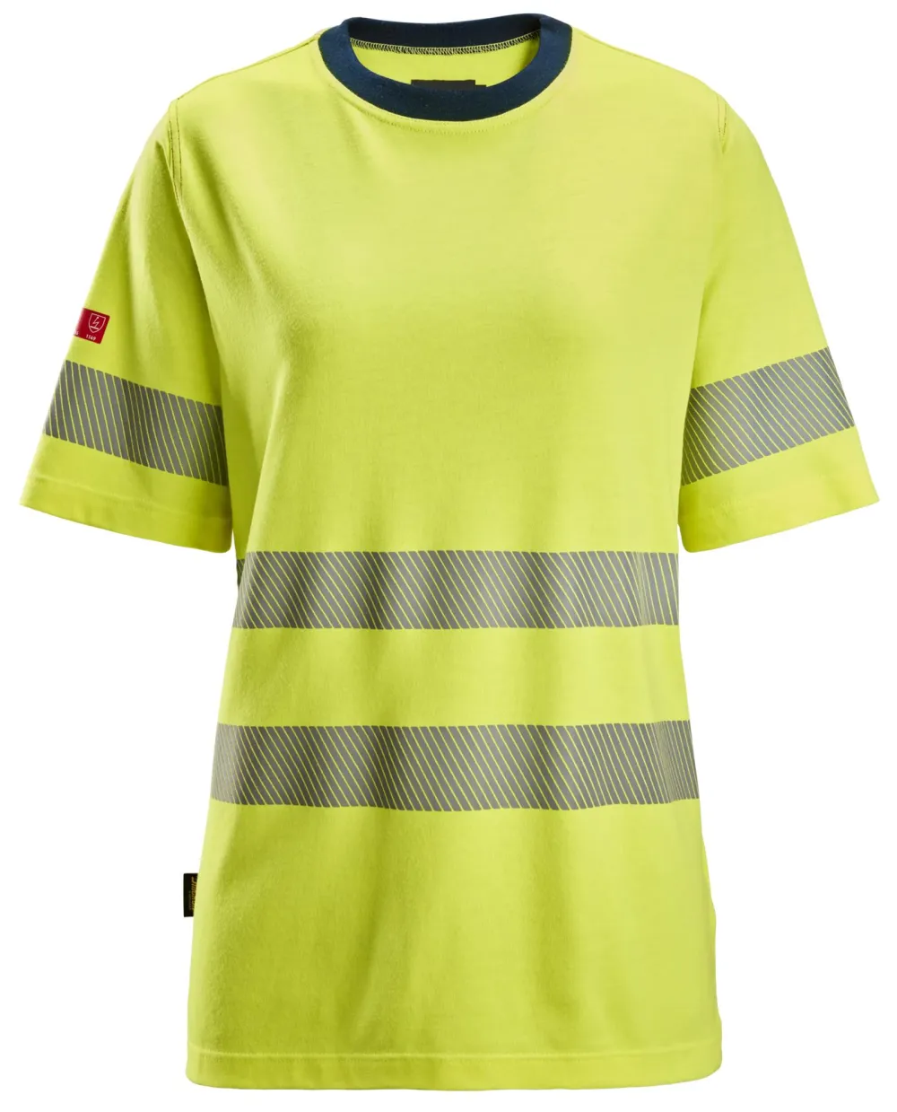 Snickers 2567 ProtecWork, High-Vis Klasse 2, Dames T-shirt met Lange Mouwen High Vis Geel - Donker Blauw voorkant