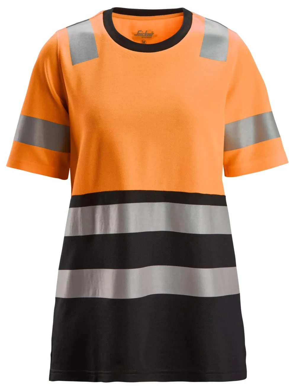 Snickers 2573 High-Vis, Klasse 1 Dames T-Shirt Oranje, High Visibilty - Zwart voorkant