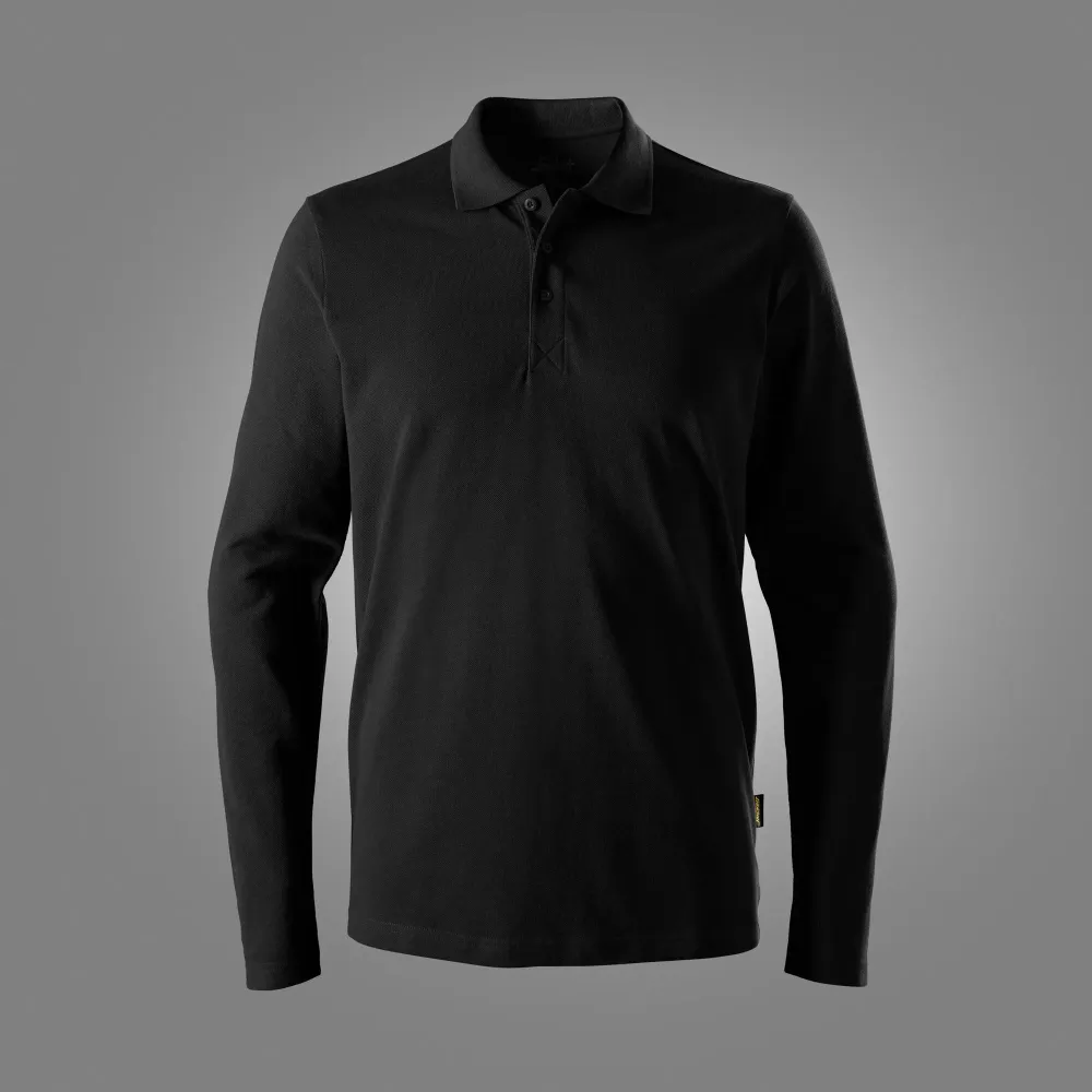 Snickers 2608 Classic Poloshirt met Lange Mouwen Zwart voorkant