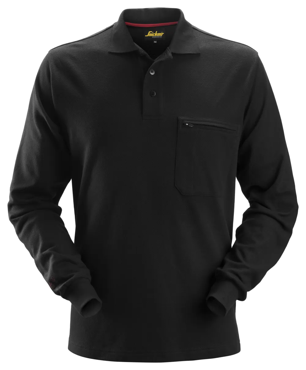 Snickers 2660 ProtecWork, Poloshirt met Lange Mouwen Zwart voorkant