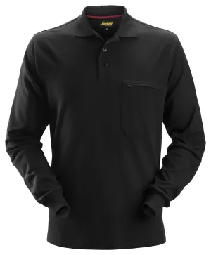 Snickers 2660 ProtecWork, Poloshirt met Lange Mouwen Zwart voorkant