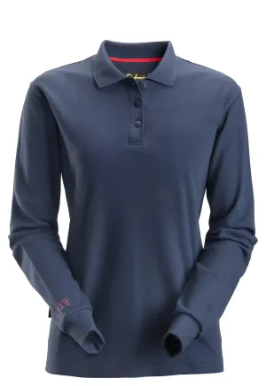 Snickers 2667 ProtecWork, Dames Poloshirt met Lange Mouwen Donker Blauw voorkant