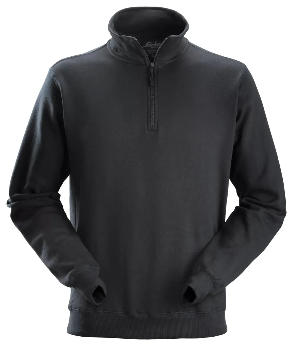 Snickers 2818 Sweatshirt met Halve Rits Zwart voorkant