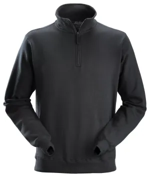 Snickers 2818 Sweatshirt met Halve Rits Zwart voorkant