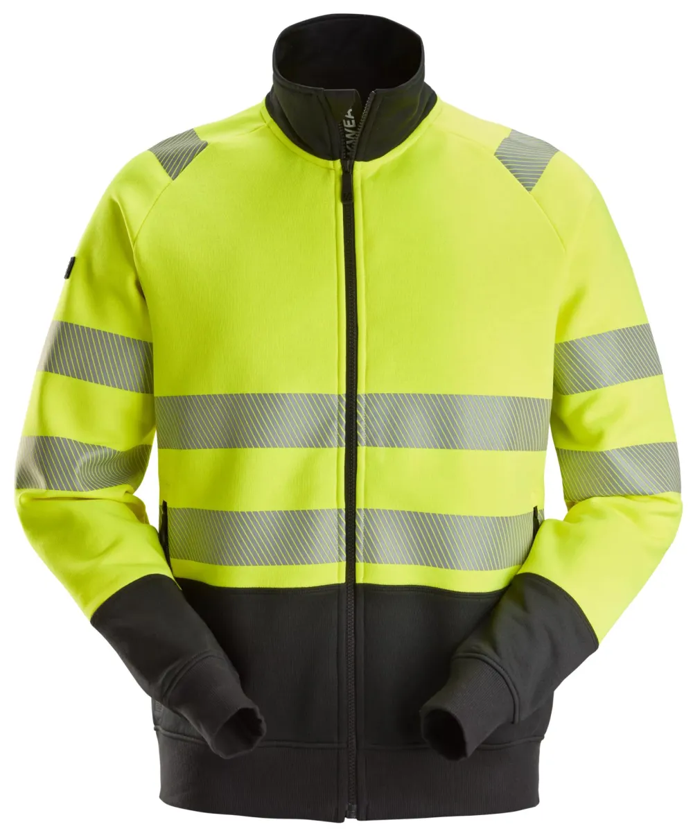 Snickers 2835 High-Vis, Werkjas met Rits Klasse 2 High Visibility - Zwart Geel voorkant