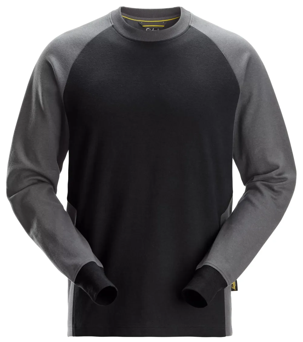 Snickers 2840 Tweekleurig Sweatshirt Zwart - Staal Grijs voorkant