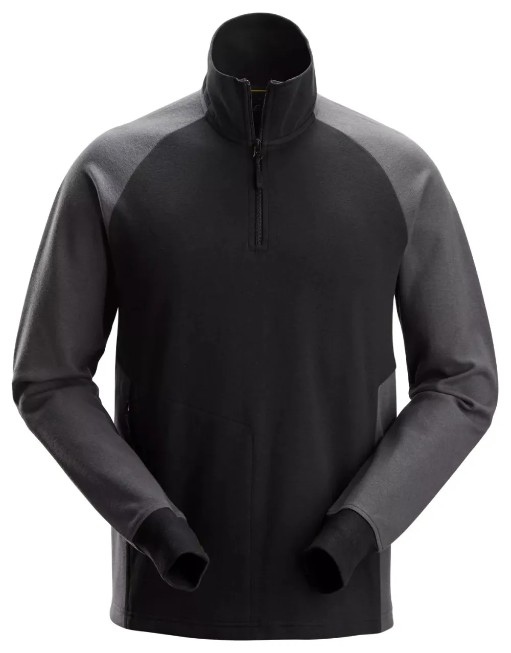Snickers 2841 Tweekleurig Sweatshirt met Halve Rits Zwart - Staal Grijs voorkant