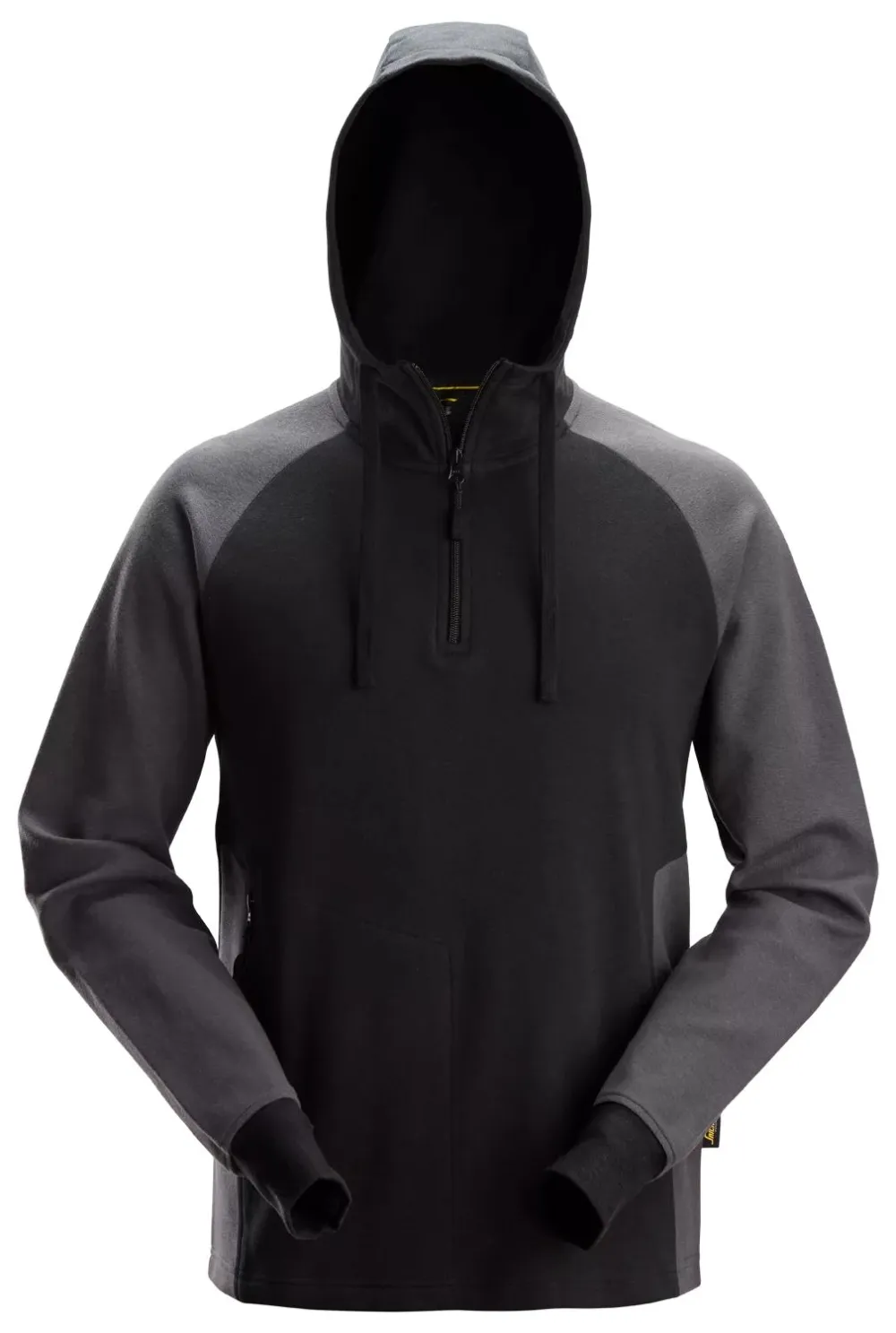 Snickers 2842 Tweekleurige Hoodie met Halve Rits Zwart - Staal Grijs voorkant