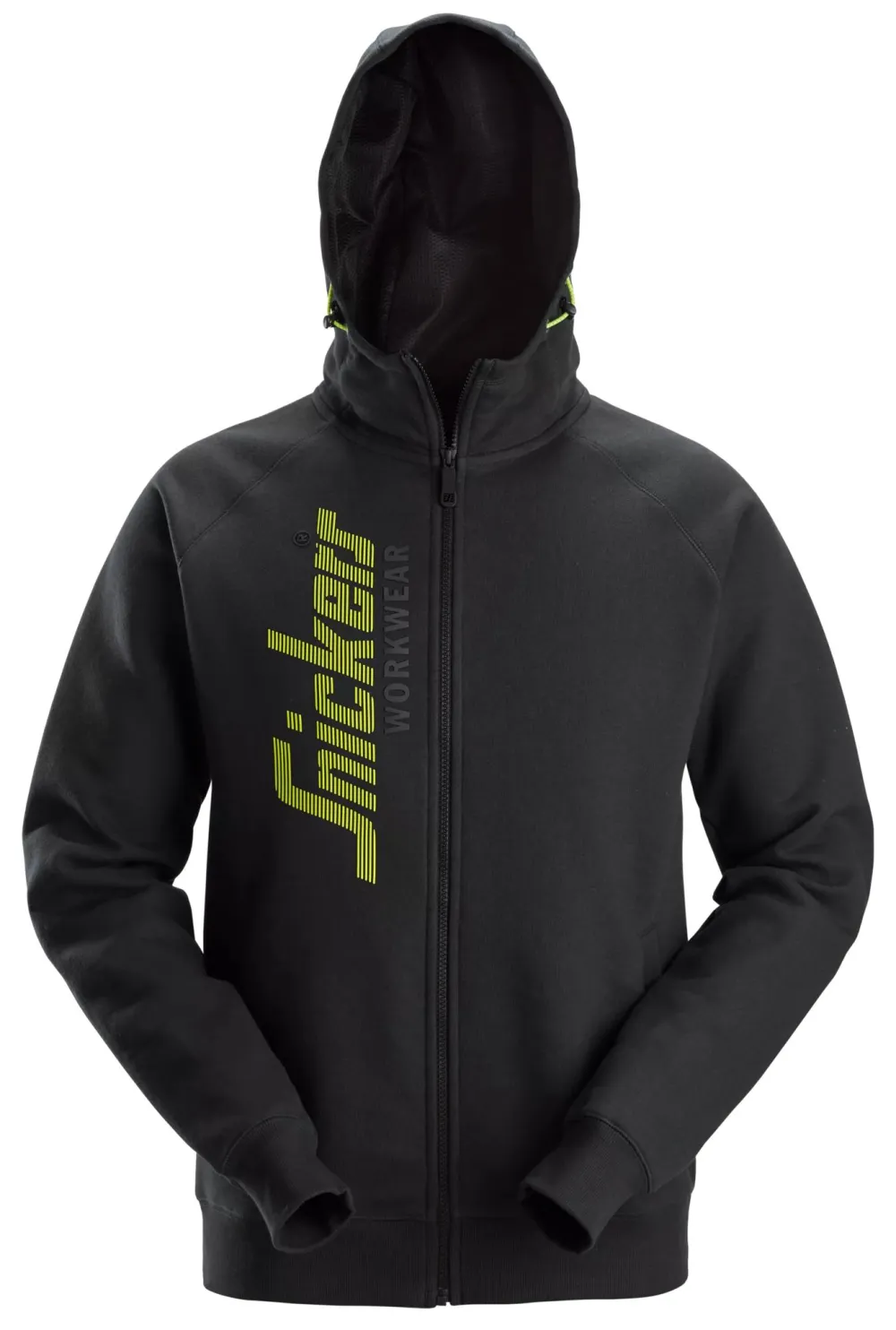 Snickers 2846 Logo Hoodie met Rits Zwart voorkant