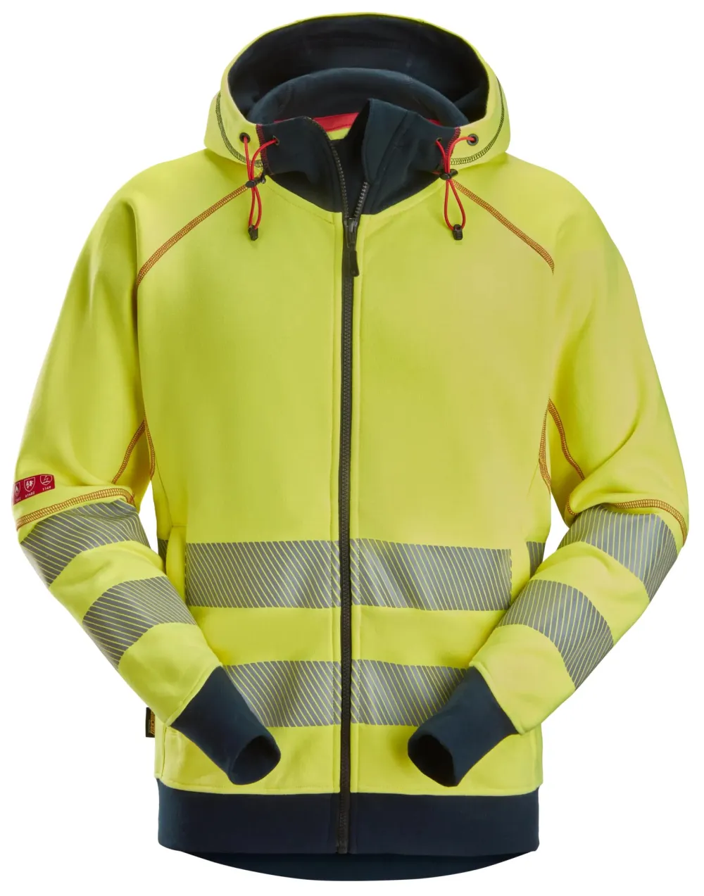 Snickers 2866 ProtecWork, High-Vis Klasse 3/2, Vlamboog Hoodie met rits High Vis - Donker Blauw voorkant