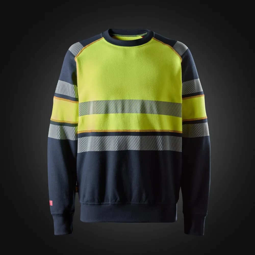 Snickers 2869 ProtecWork, Sweatshirt, High-Vis Klasse 1 Donker Blauw - High-Vis Geel voorkant
