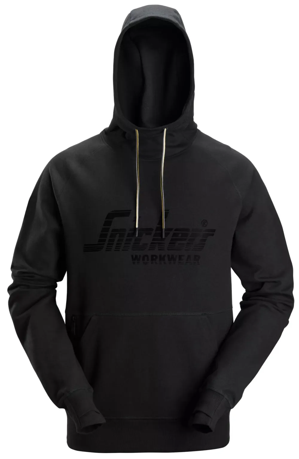 Snickers 2894 Logo Hoodie Zwart voorkant