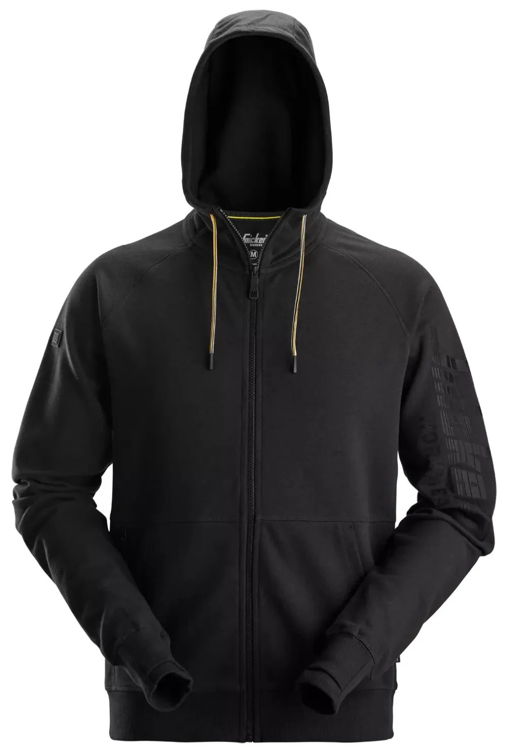 Snickers 2895 Logo Hoodie met Rits Zwart voorkant