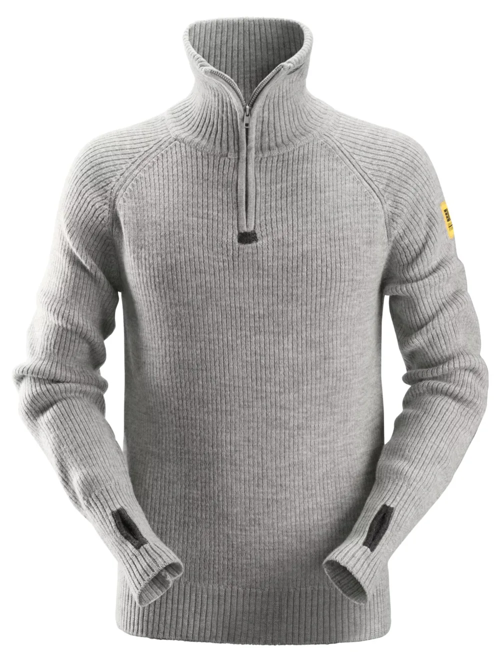 Snickers 2905 AllroundWork, Wollen Sweater met Halve Rits Licht Grijs voorkant