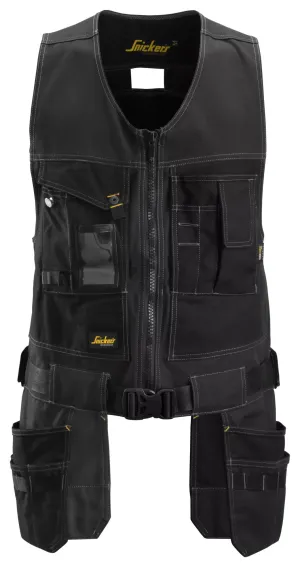 Snickers 4254 AllroundWork, Gereedschapsvest Canvas Stretch met Holsterzakken Zwart - Zwart voorkant