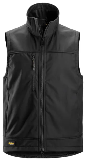 Snickers 4506 AllroundWork, Softshell Stretch Bodywarmer Zwart - Zwart voorkant