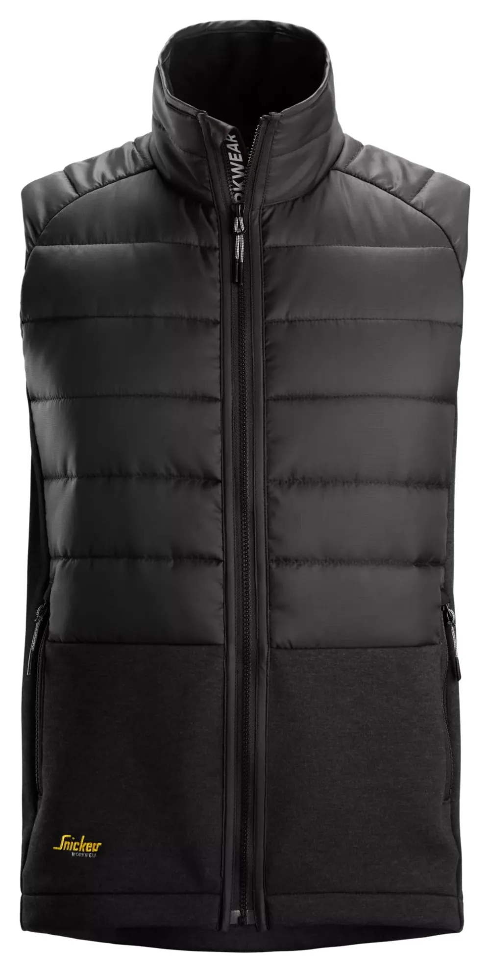 Snickers 4902 FlexiWork, Hybride Bodywarmer Zwart - Zwart voorkant