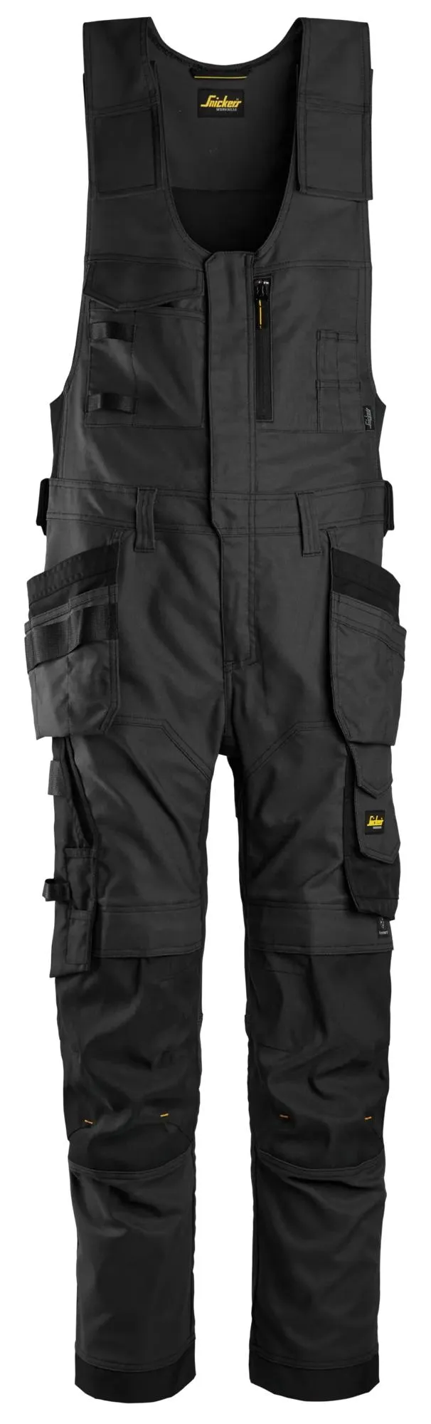 Snickers 6014 AllroundWork, Canvas Stretch One-Piece Werkbroek met Holsterzakken Zwart - Zwart voorkant