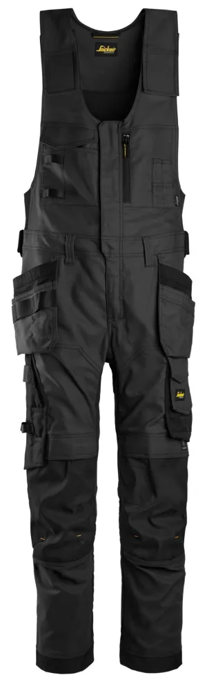 Snickers 6014 AllroundWork, Canvas Stretch One-Piece Werkbroek met Holsterzakken Zwart - Zwart voorkant