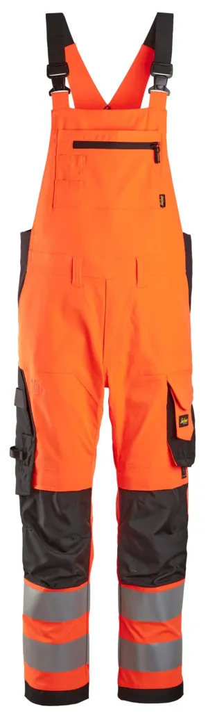 Snickers 6043 High-Vis, Bib & Brace Werkbroek Klasse 2 High Vis Oranje - Zwart voorkant