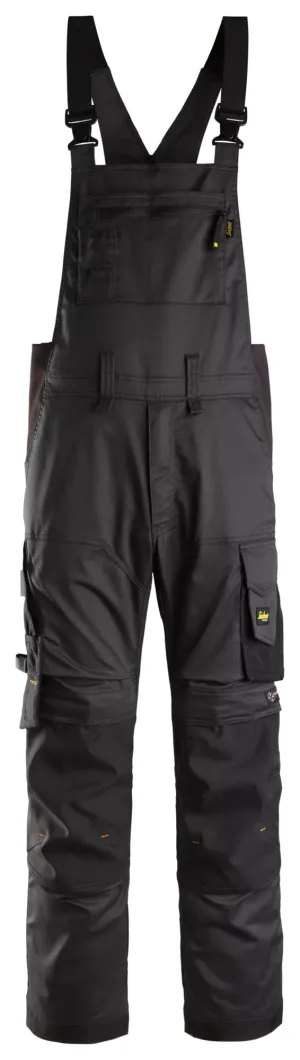 Snickers 6051 AllroundWork, Stretch Bib & Brace Werkbroek Zwart - Zwart voorkant