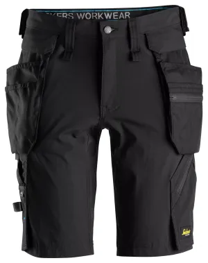Snickers 6108 LiteWork, Werkshorts+ met Afneembare Holsterzakken Zwart - Zwart voorkant