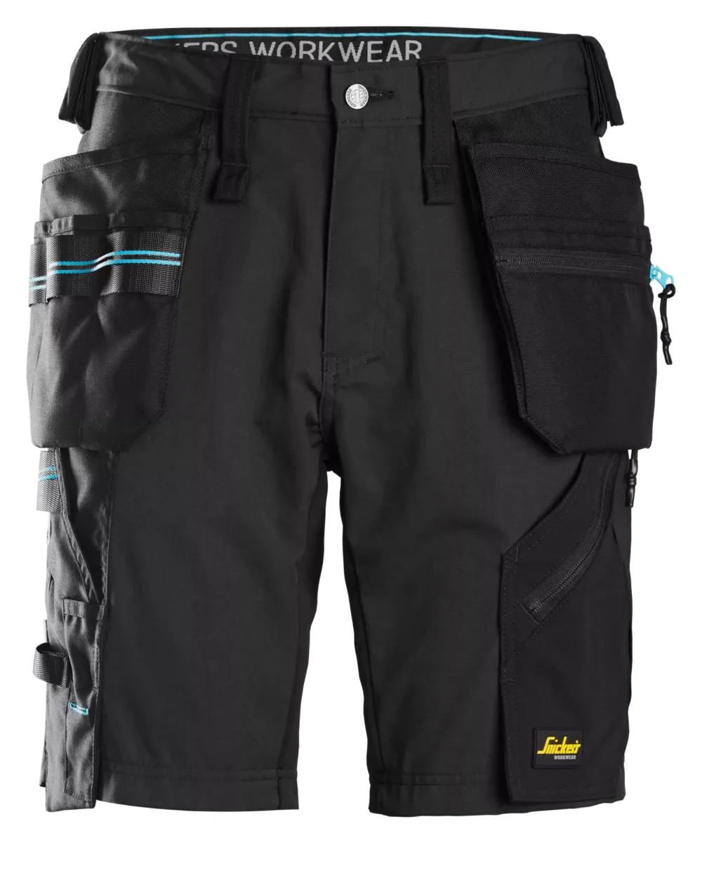 Snickers 6110 LiteWork, 37.5® Werkshorts met Holsterzakken Zwart - Zwart voorkant