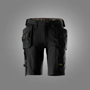 Snickers 6118 AllroundWork, Stretch Werkshorts met holsterzakken Zwart - Zwart voorkant