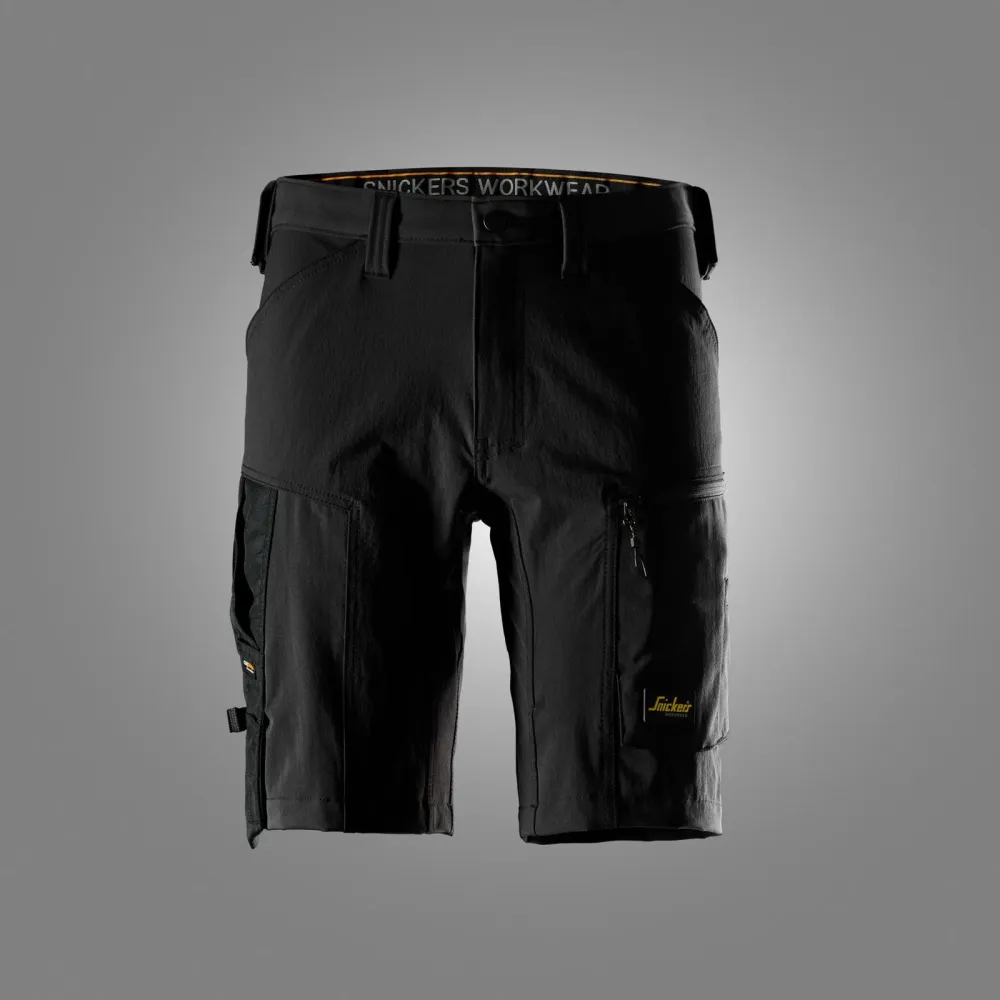Snickers 6119 AllroundWork, Stretch Shorts Zwart - Zwart voorkant