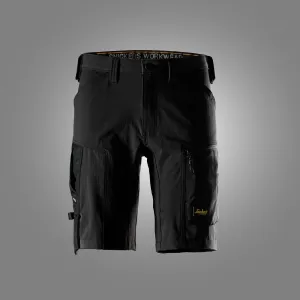Snickers 6119 AllroundWork, Stretch Shorts Zwart - Zwart voorkant