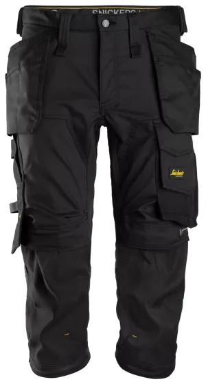 Snickers 6142 AllroundWork, Stretch Pirate Werkbroek met Holsterzakken Zwart - Zwart voorkant