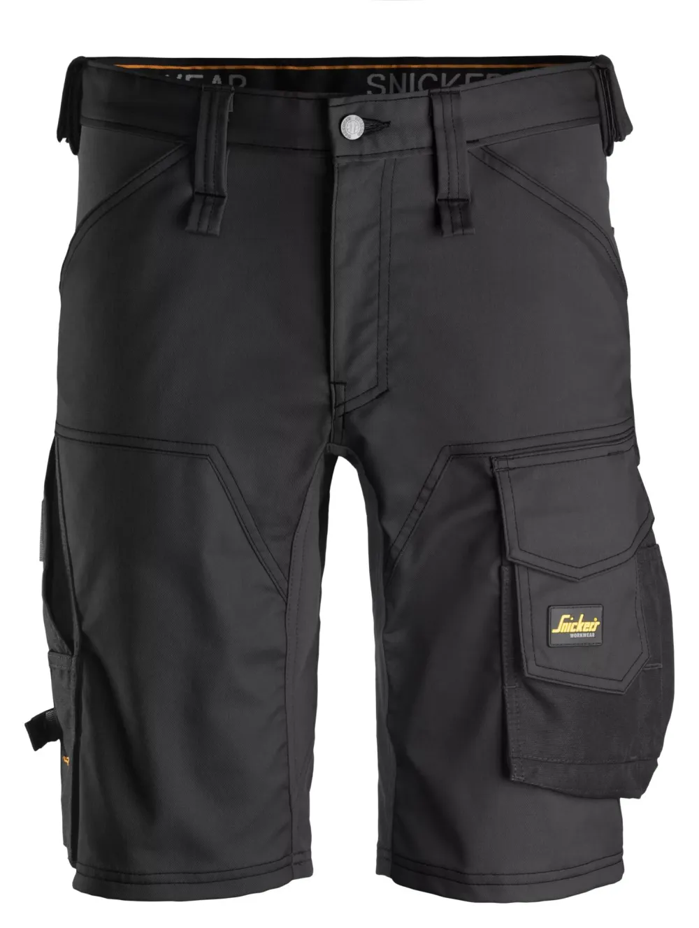 Snickers 6143 AllroundWork, 2-Way Stretch Werkshorts Zwart - Zwart voorkant