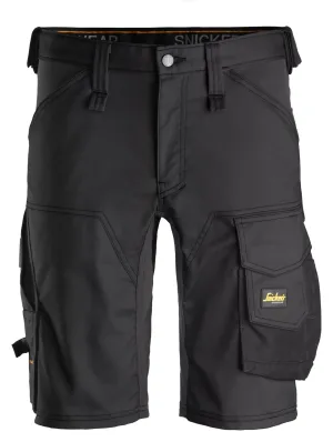 Snickers 6143 AllroundWork, 2-Way Stretch Werkshorts Zwart - Zwart voorkant