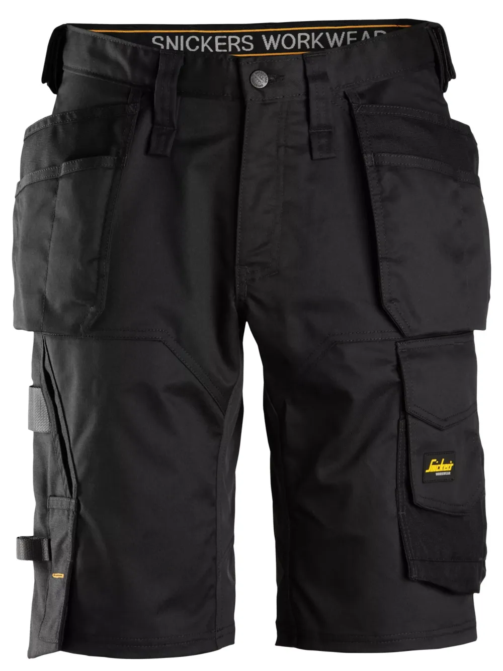 Snickers 6151 AllroundWork, Stretch Loose Fit Werkshorts met Holsterzakken Zwart - Zwart voorkant