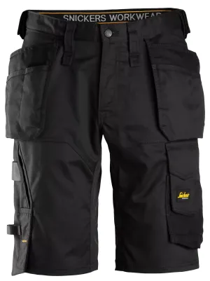 Snickers 6151 AllroundWork, Stretch Loose Fit Werkshorts met Holsterzakken Zwart - Zwart voorkant