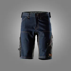 Snickers 6156 FlexiWork, Denim Werkshorts Denim - Zwart voorkant