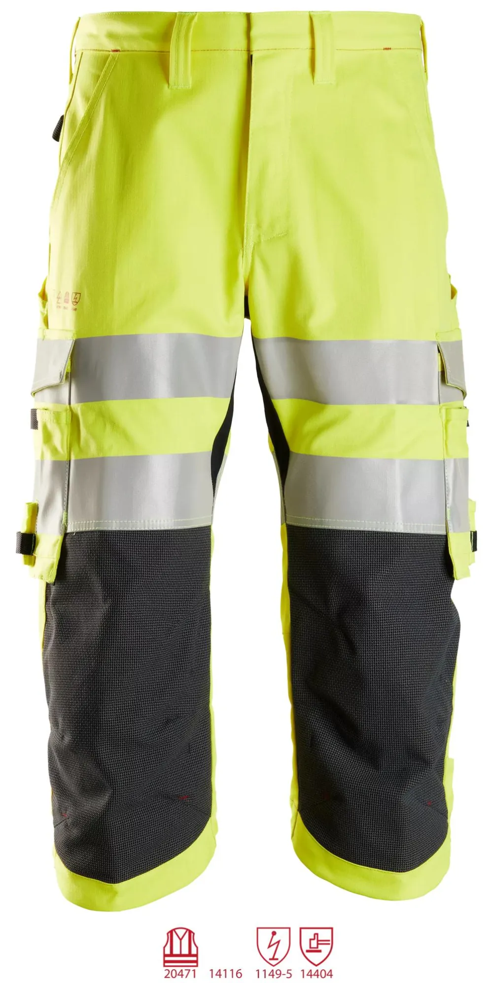 Snickers 6161 ProtecWork, High-Vis Klasse 2, Pirate Werkbroek High-Vis Geel voorkant