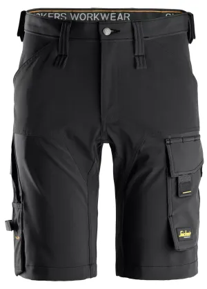 Snickers 6173 AllroundWork, 4-Way Stretch Werkshorts Zwart - Zwart voorkant