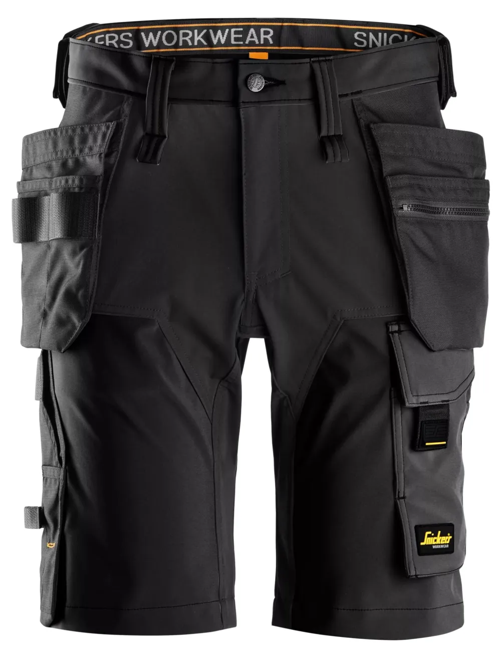 Snickers 6175 AllroundWork, 4-Way Stretch Werkshorts met Holsterzakken Zwart - Zwart voorkant
