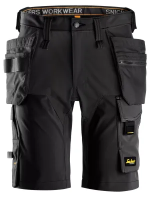 Snickers 6175 AllroundWork, 4-Way Stretch Werkshorts met Holsterzakken Zwart - Zwart voorkant