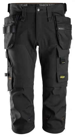 Snickers 6178 AllroundWork, 4-Way Stretch Pirate Werkbroek met Holsterzakken Zwart - Zwart voorkant