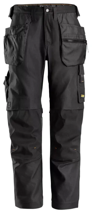 Snickers 6224 AllroundWork, Canvas Stretch Werkbroek met Holsterzakken Zwart - Zwart voorkant