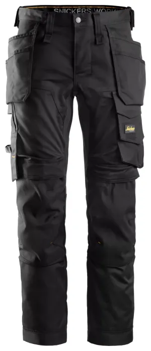 Snickers 6241 AllroundWork, 2-Way Stretch Werkbroek met Holsterzakken Zwart - Zwart voorkant
