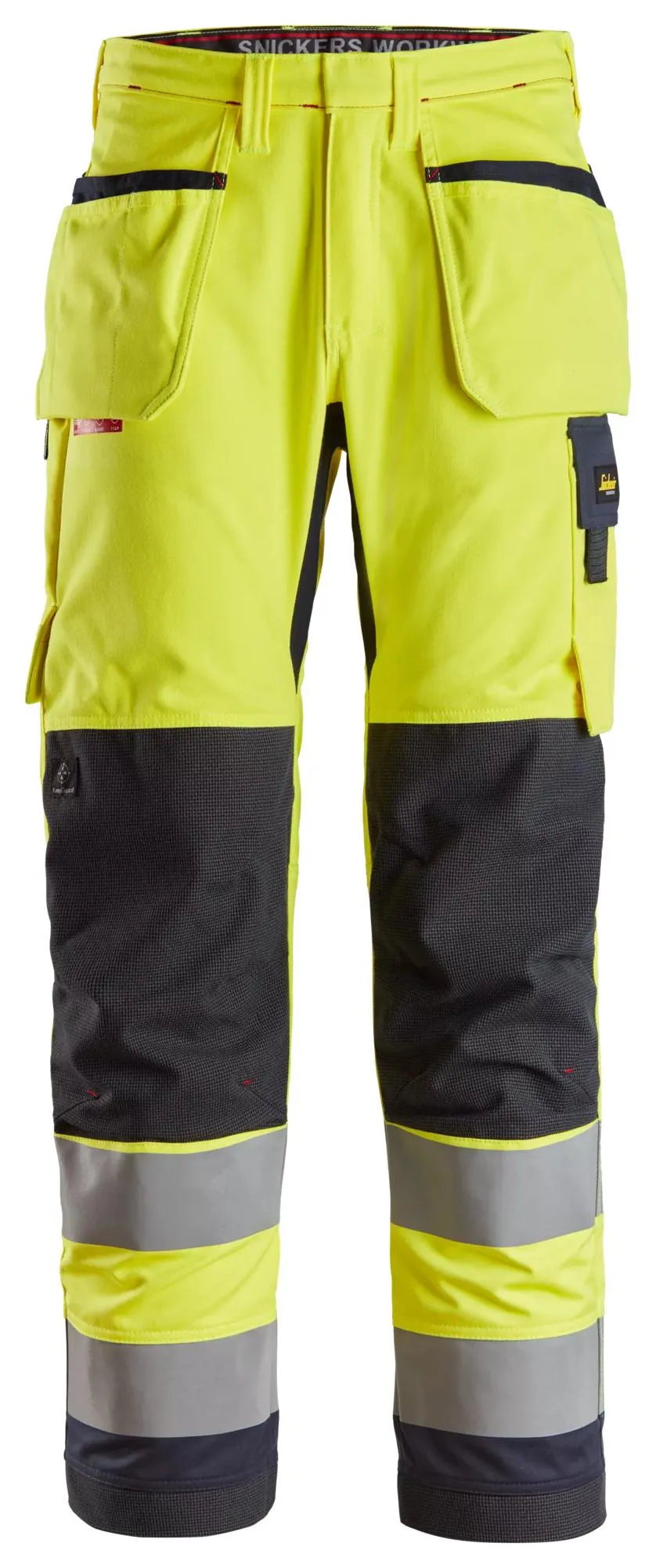 Snickers 6260 ProtecWork, High-Vis Klasse 2, Werkbroek met Holsterzakken High-Vis Geel - Donker blauw voorkant