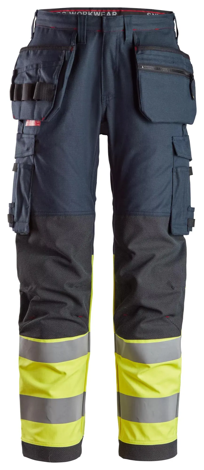 Snickers 6263 ProtecWork, High-Vis Klasse 1, Werkbroek met Holsterzakken Donker Blauw - High Vis voorkant