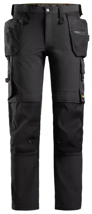 Snickers 6271 FAllroundWork, ull Stretch Werkbroek met Holsterzakken Zwart - Zwart voorkant