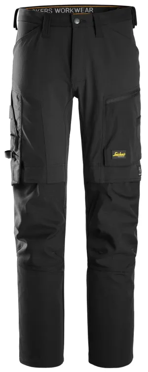 Snickers 6318 AllroundWork, 4-Way Stretch Werkbroek Zwart - Zwart voorkant