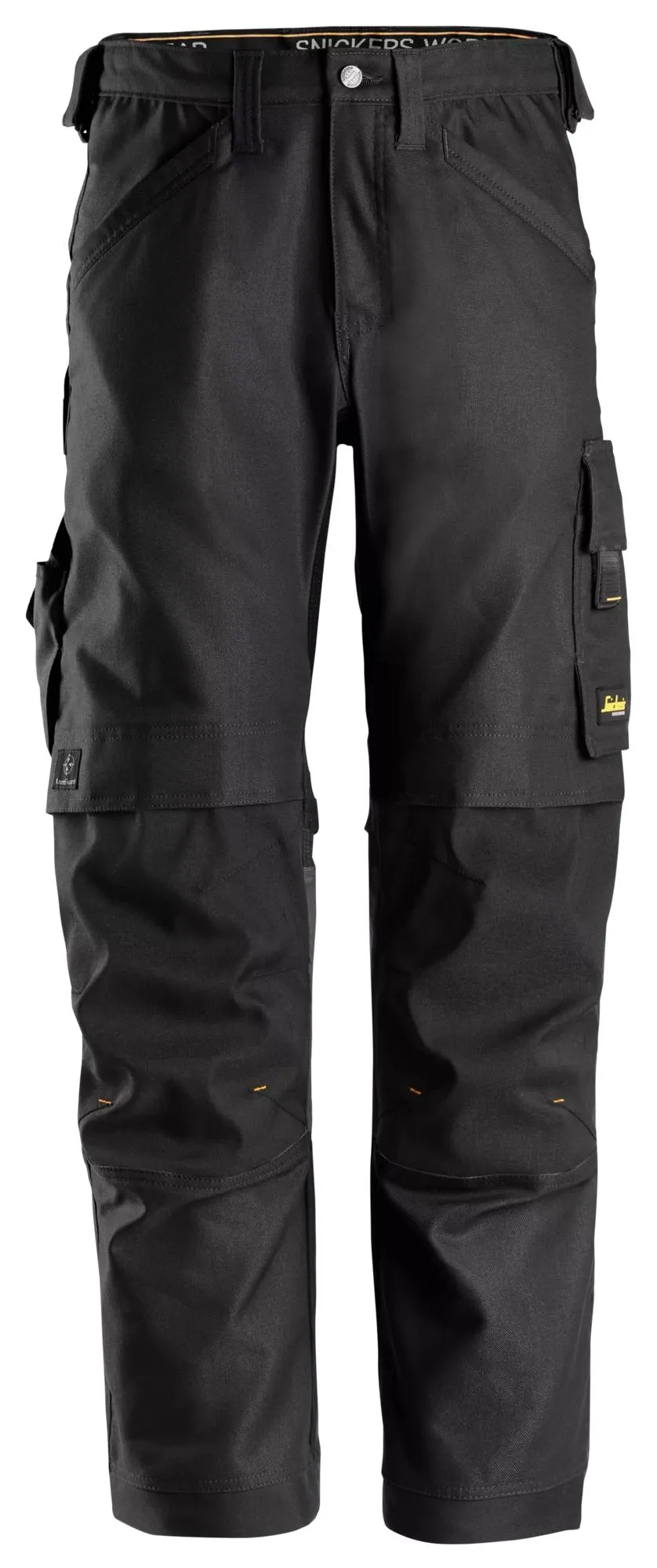 Snickers 6324 AllroundWork, Canvas Stretch Werkbroek Zwart - Zwart voorkant