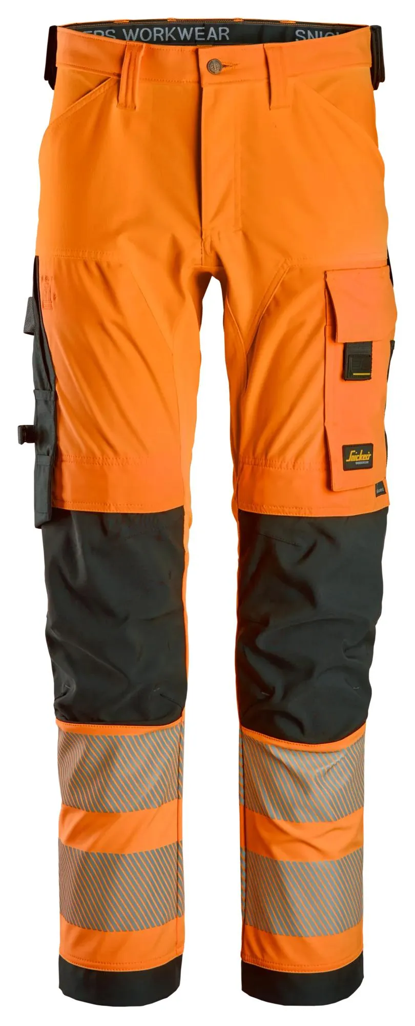 Snickers 6336 High-Vis, 4-Way Stretch Werkbbroek Klasse 2 High Vis Oranje - Zwart voorkant