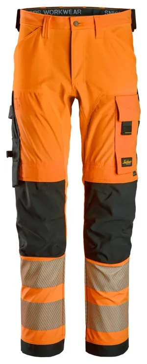 Snickers 6336 High-Vis, 4-Way Stretch Werkbbroek Klasse 2 High Vis Oranje - Zwart voorkant